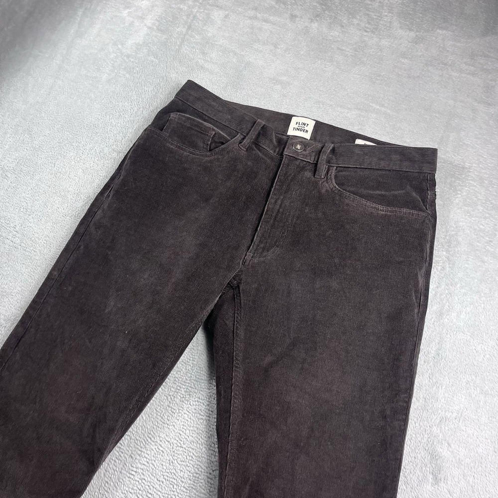 Flint And Tinder Corduroy Pants Slim Fit Dark Brown Stretch Comfort Mens 30x32 - Picture 2 of 12